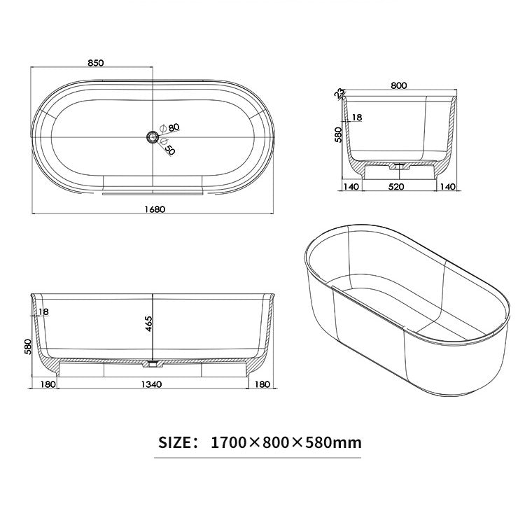 BL-9215 Resin Bathtub