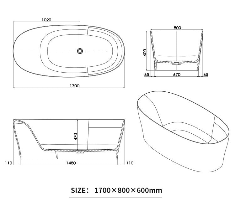 BL-9220 Resin Bathtub