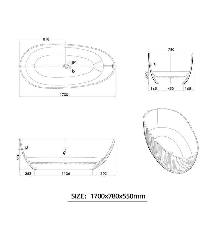 BL-9401 Resin Bathtub